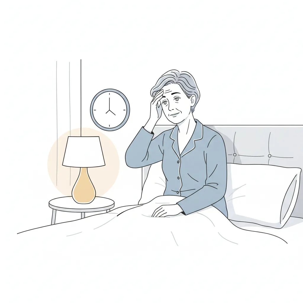 밤중 침대에서 깨어나 갑자기 어지럼을 느끼는 환자가 기립성 저혈압 증상을 경험하고 있다.<p style=